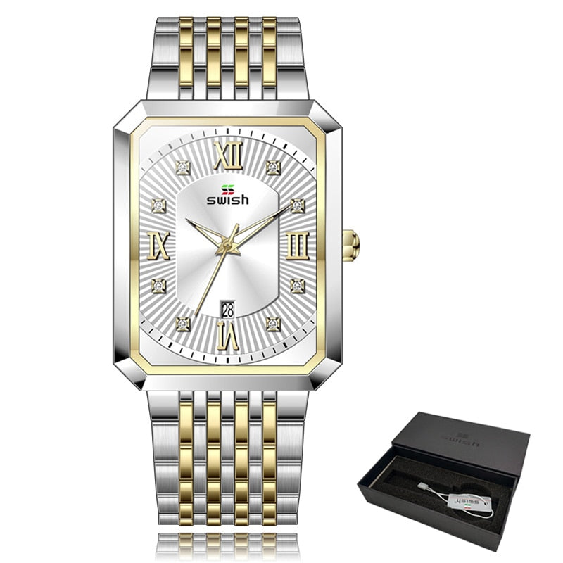 Reloj de lujo de acero inoxidable para hombre, reloj de marca superior, reloj Masculino Geneva, reloj de cuarzo rectangular, relojes de negocios para hombre, 2022