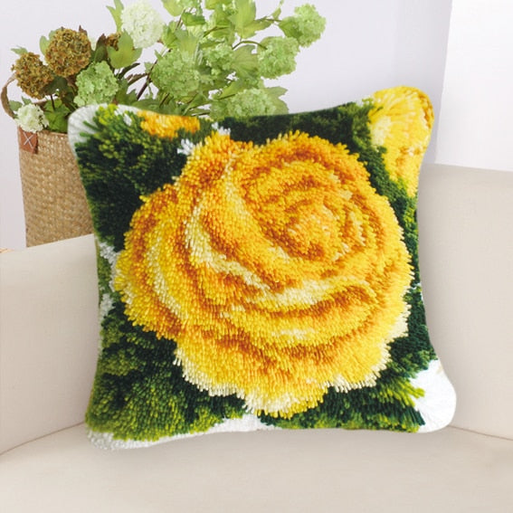 14 Style Flowers Latch Hook Kit Embroidery Crocheting Cross Stitch Latch Hook Needlework Knitting Embroidery Kits Pillows