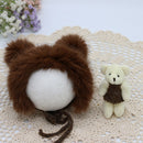 Baby Photography Props  Newborn Photography Hat Bear Doll  Newborn Hat Photography Accessories (1pc Baby Hat and 1pc Bear Doll)