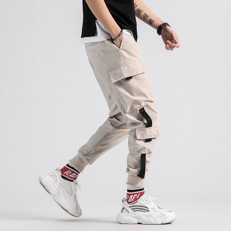 Pantalones Cargo negros para hombre, ropa informal estilo Hip Hop, pantalones bombachos para correr, pantalones de chándal Harajuku informales para hombre, novedad de verano 2021, pantalones para hombre