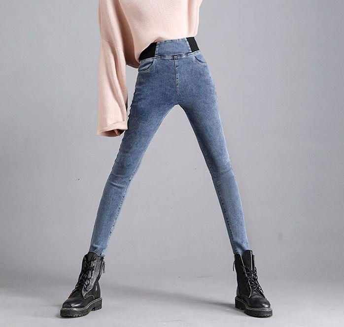 Vintage Skinny Denim Bleistifthose mit hoher Taille Damen große lässige Stretch-Jeans weibliche elastische Wais Streetwear-Hose