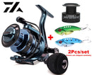 Doppelspule Spinning Angelrolle Metallarm l Angelrollen Salzwasser Karpfen Feeder Baitcast Casting Reel