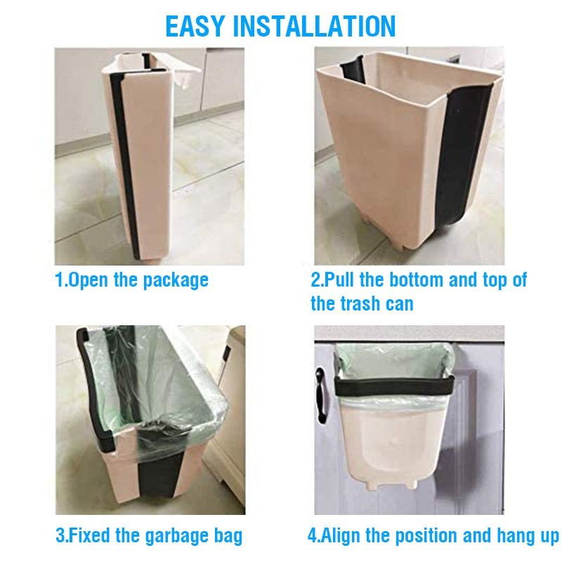 Kitchen Folding Trash Can Car Recycle Bin Trash Bin Kitchen Dustbin Garbage Rubbish Bin Garbage Can Waste Bin For Kitchen