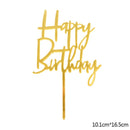 Happy Birthday Cake Topper Acrylic Gold Silver Cake Flag Cupcake Topper For Boy Girl Birthday Party Decorations Wedding Supplies