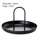 Desktop Storage Tray Nordic Plastic Round Jewelry Trays Living Room Kitchen Table Meal Snack Tray Plate with Handle Home Decor