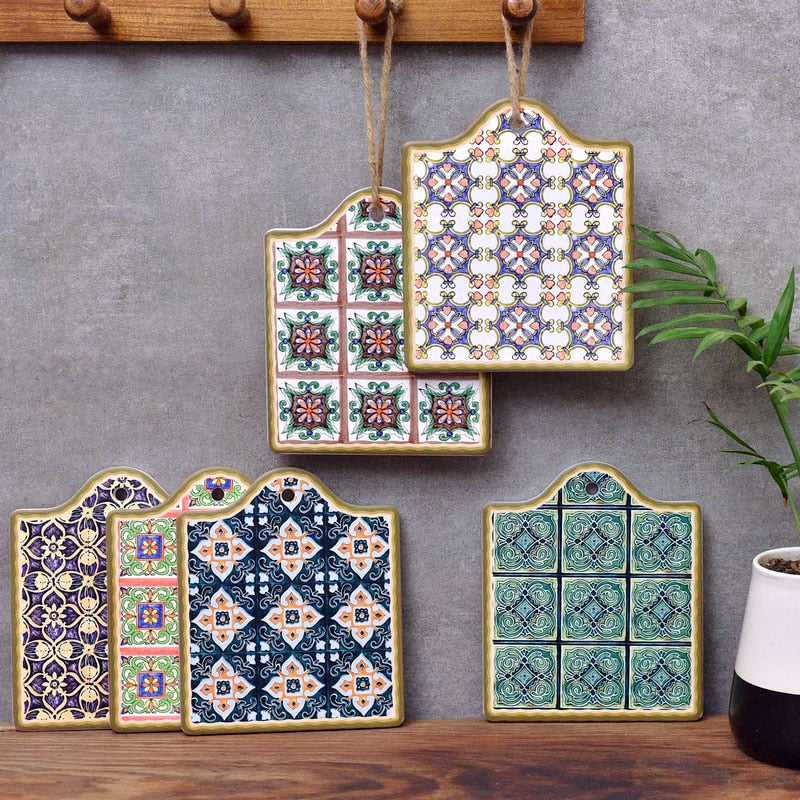 DUNXDECO Table Placemat Coasters Moroccan Floret brick Heat Insulation Pad Kitchen Pot Holder Mesa Vintage Simple Art Desk Decor