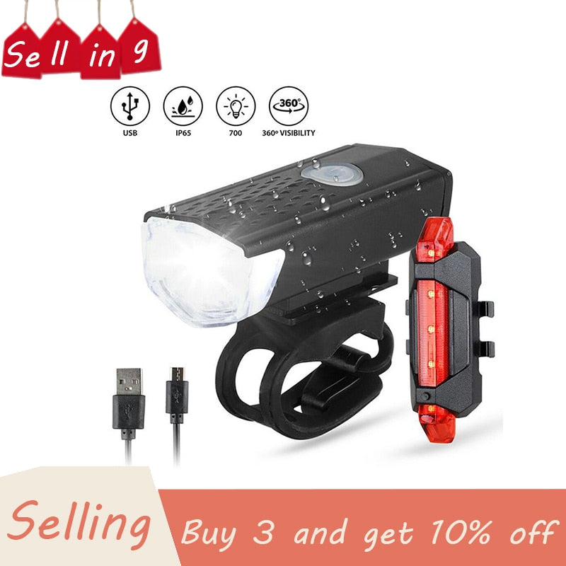 Bike Light USB Rechargeable 300 Lumen 3 Mode Bicycle Front Light Lamp Bike Headlight Cycling LED Flashlight Lantern