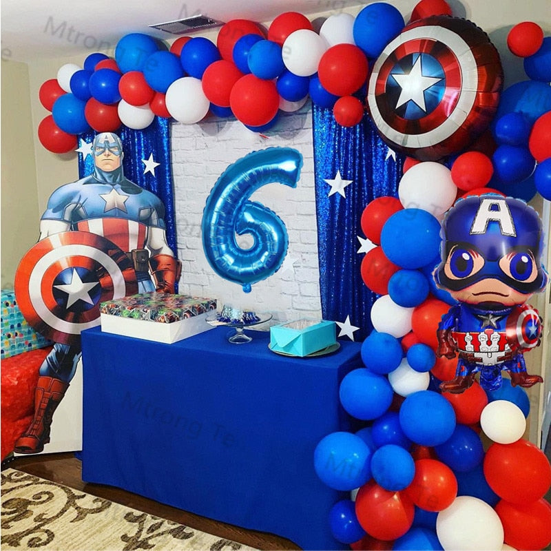 1 Juego de globos de superhéroe Capitán América decoraciones para fiesta de cumpleaños decoración de ducha de bebé niños fiesta personaje de dibujos animados Globos