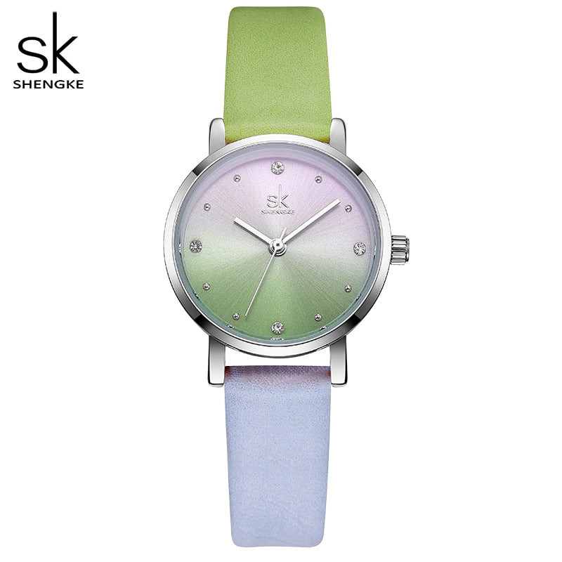 Shengke Creative Color Leather Watches Women Ladies Quartz Watch Relogio Feminino SK Women Wrist Watch Montre Femme