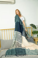 Mediterranean American chenille sofa cushion Colorful Bohemian Chenille Plaids Sofa Large Cobertor Blanket With Tassel