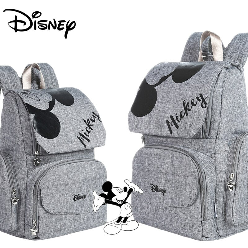 Disney Mummy Diaper Bag Maternity Nappy Nursing Bag for Baby Care Travel Backpack Designer Mickey Bags Handbag Gray and Black