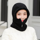 1pcs Frauen-Winter-Strickmütze neu hinzufügen Pelz gefüttert warme Wintermützen für Frauen mit Reißverschluss halten Gesicht und Ohrwärmer Balaclava Cap