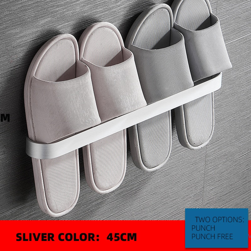 Slipper Rack  Towel Hanger Wall-Mounted Shoes Storage Rack Punch Free Slippers Holder