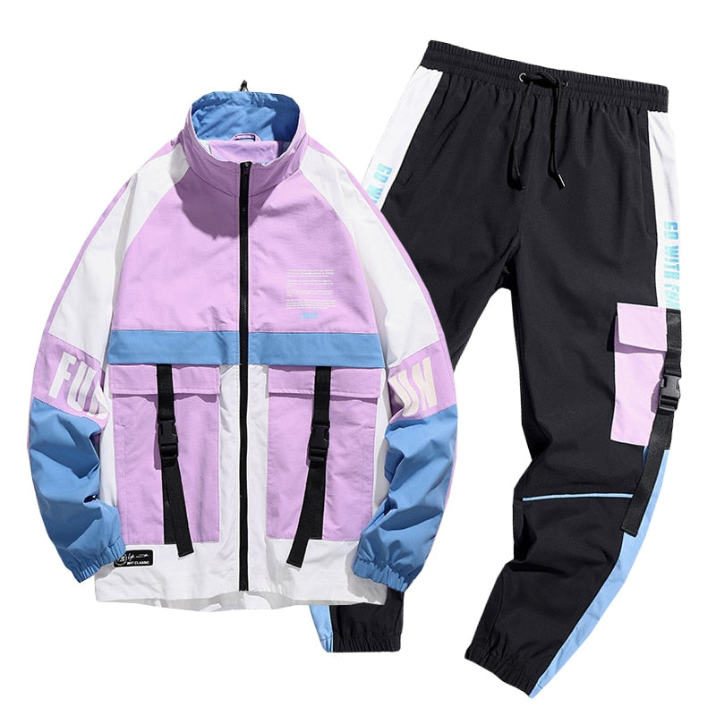 Herren Streetwear Trainingsanzug Harajuku Jogger Anzug Sets Herren Trainingsanzug Jacke + Hose 2PC Sets Frühling Herbst Jacken + lange Hosen