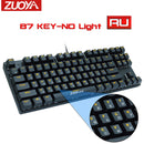 ZUOYA Juego Teclado mecánico LED retroiluminado Anti-ghosting Interruptor azul / rojo / negro Teclado para juegos con cable Ruso / Inglés para computadora portátil