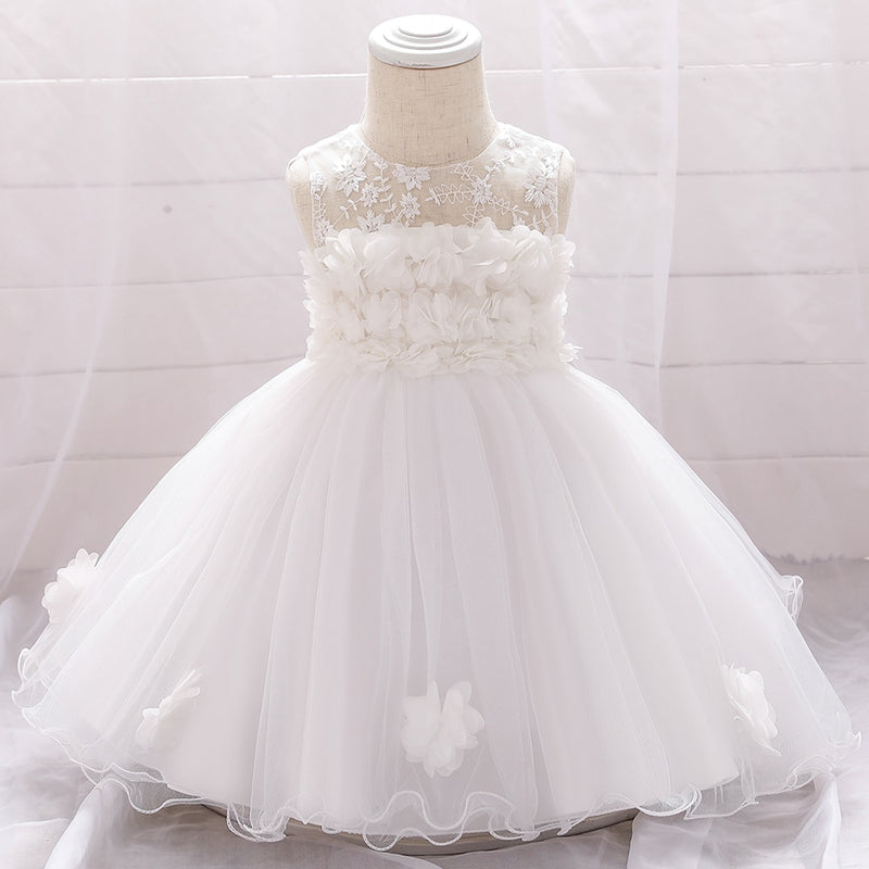 2022 Baby Girl Party Dresses Newborn Baby Baptism Dress For Girls Birthday Princess Clothes Beading Infant Wedding Dress