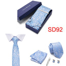 Gift Box 38 styles Tie Set Hanky Cufflinks With Gift Box Jacquard Woven Neckties Set For Men Wedding Party Lots of  accessories