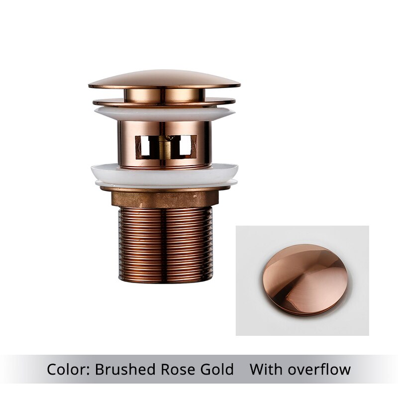 Bathroom Basin Sink Pop-Up Drain Waste Stopper Bathroom Faucet Accessories Solid Brass Material Black Chrome Rose Brushed Gold