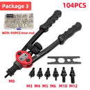 HIFESON, pistola de tuercas de remache roscadas a mano, 70/95/300 Uds., inserto de tuercas, remachador Manual, herramienta Rivnut para tuerca M3 M4 M5 M6 M8 M10 M12