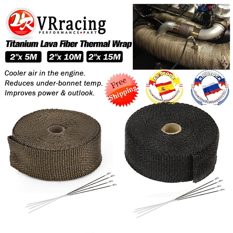 5M/10M/15M Motorrad Auspuff Thermoband Header Heat Wrap Krümmer Isolierung Rollenbeständig mit Edelstahlbändern