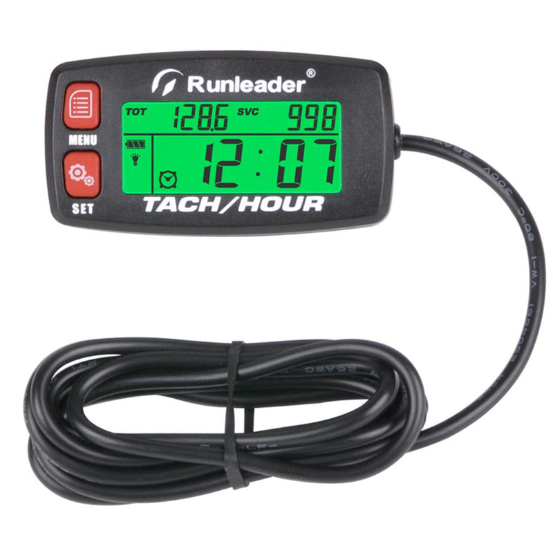 Inductive Tachometer Gauge Alert RPM Engine Hour Meter Backlit Resettable Tacho Hour Meters for Motorcycle ATV  Lawn Mower