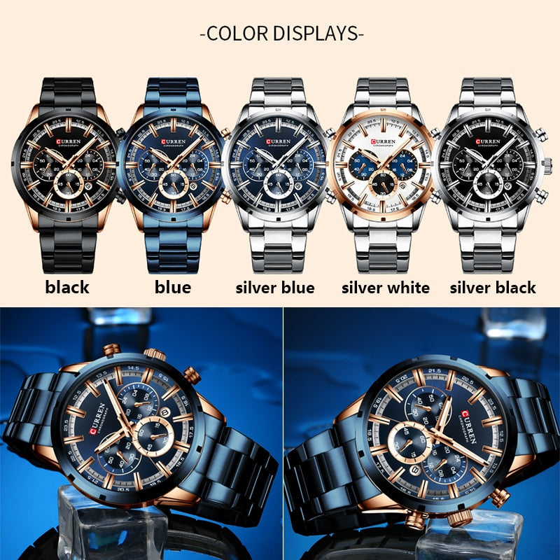 Relogio Masculino CURREN Hot Fashion Mens Watches Top Brand Luxury Wrist Watch Quartz Clock Watch Men Waterproof Chronograph