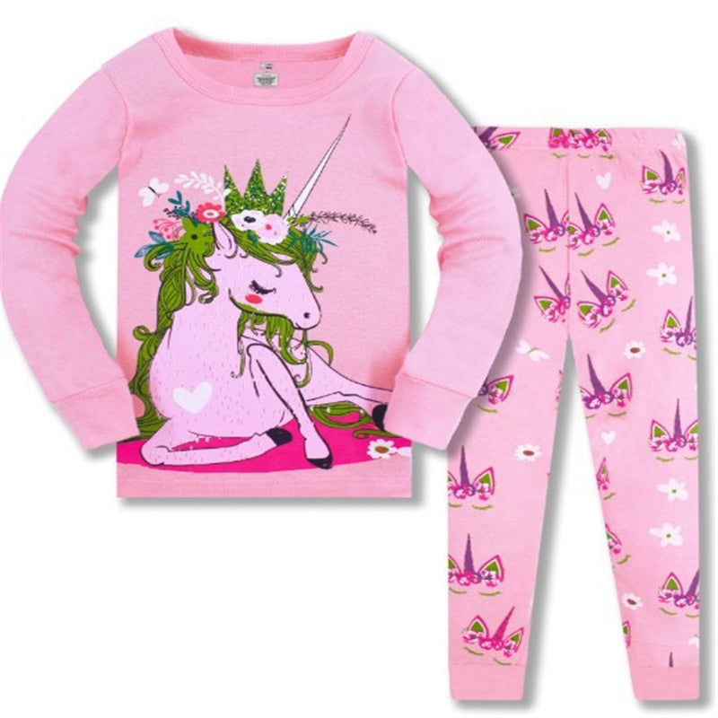 Conjunto de pijamas de unicornio para niñas, traje dulce de primavera y otoño para niños, ropa de dormir Infantil de dibujos animados para niños