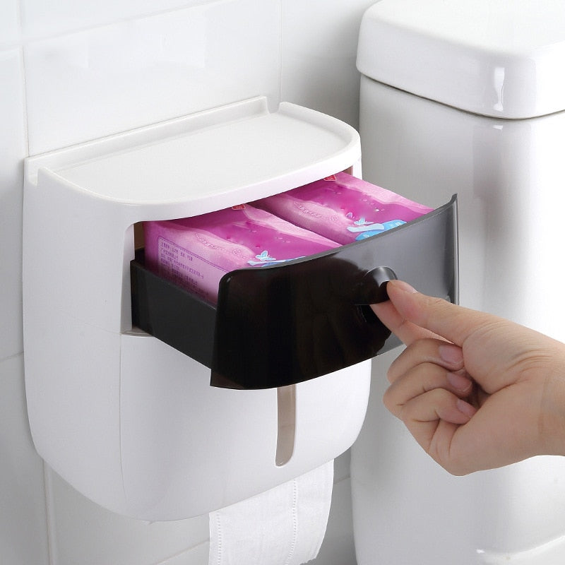 Soporte de papel higiénico a prueba de agua, soporte de plástico para toallas de papel, estante de baño montado en la pared, caja de almacenamiento, portarrollos de baño portátil