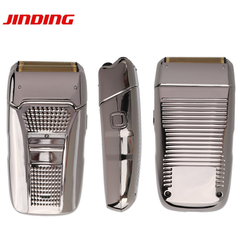 Electric Shaver for Men Razor Machine Shaving Beard Trimmer UsbCable Retro Reciprocating Double Cutter Head Electroplating Body