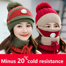2020 New 3 Pieces Set Women's Knitted Hat Scarf Caps Neck Warmer Winter Hat For Ladies Girls Skullies Beanies Warm Fleece Caps