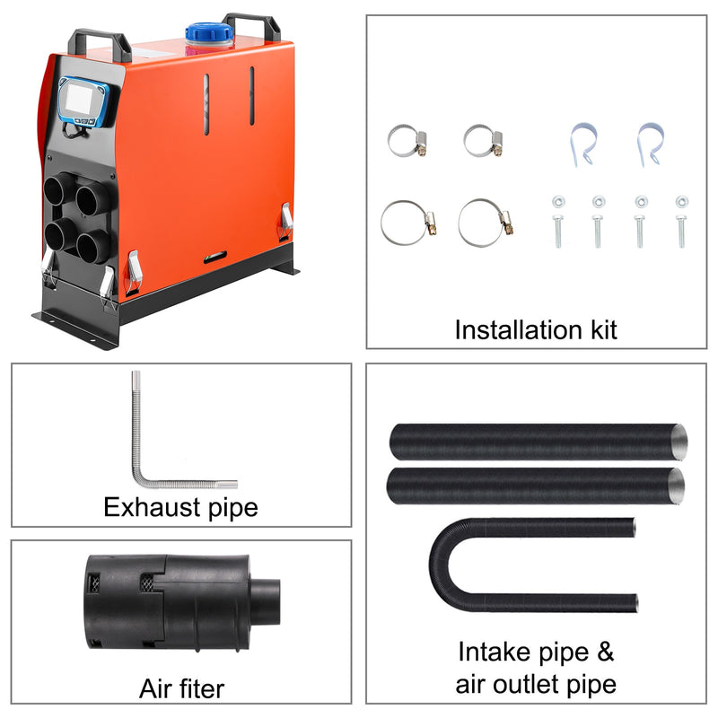 VEVOR 5KW 12V Diesel Air Heater 4 Air Outlets All in One With LCD Switch and Remote Control for Car Bus RV Trucks Camper Vans