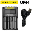 100% Original Nitecore UM4 UM2 USB QC Battery Charger Intelligent Circuitry Global Insurance li-ion AA AAA 18650 21700 26650