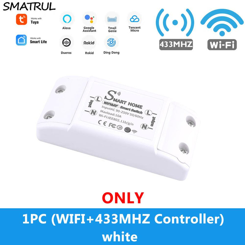 SMATRUL Tuya Smart Home APP WiFi Touch Switch Light RF 433Mhz Wall Panel DIY Relay Module Timer Alexa Socket Lamp 110-220V