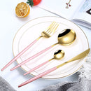 24pcs Gold Dinnerware Set Stainless Steel Tableware Set Knife Fork Spoon Luxury Cutlery Set Gift Box Flatware Dishwasher Safe