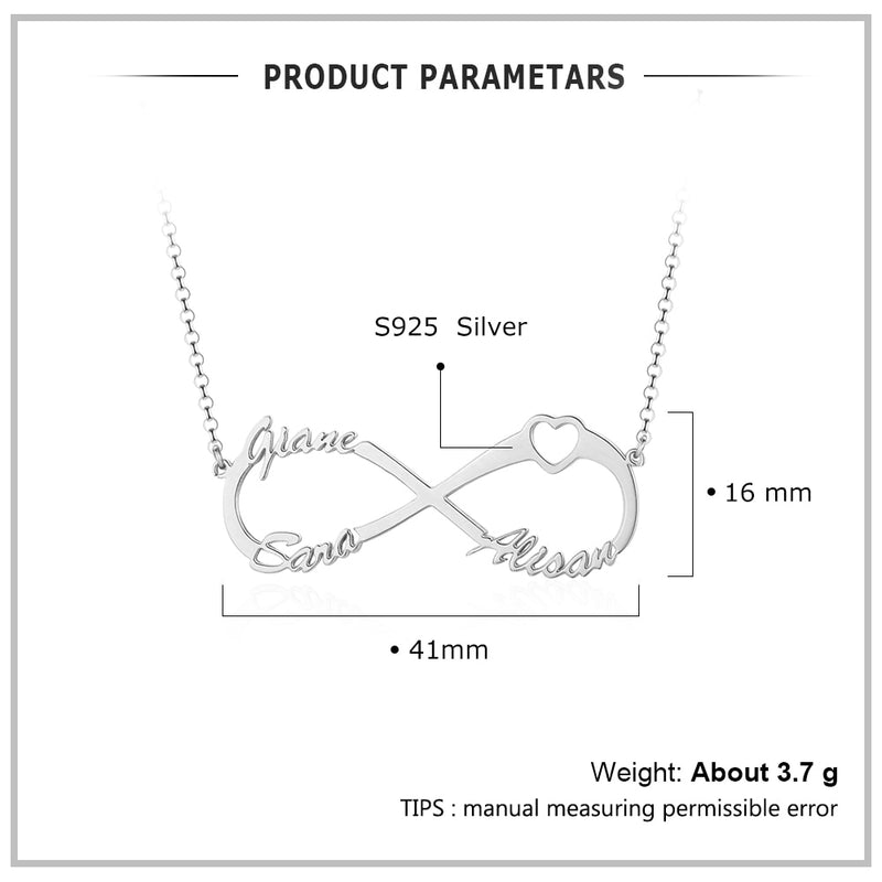 JewelOra Personalized Name Necklace 925 Sterling Silver DIY Heart Letter Necklaces &amp; Pendants Unique Birthday Gift