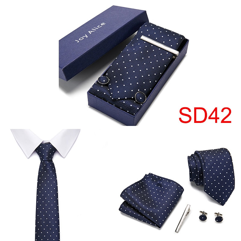 Gift Box 38 styles Tie Set Hanky Cufflinks With Gift Box Jacquard Woven Neckties Set For Men Wedding Party Lots of  accessories