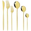 36Pcs/Set Red Gold Cutlery Set Stainless Steel Dinnerware Set Knife Fork Coffee Spoon Tableware Set Kitchen Dinner Tableware Set