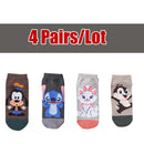 5 par/lote de calcetines de mujer, calcetines casuales de animales de dibujos animados de Corea, calcetines tobilleros de algodón con diseño de pato y ratón para chica, talla 35-41, triangulación de envíos