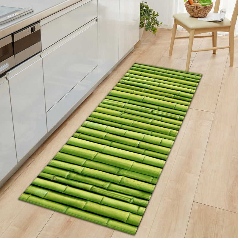Kitchen Doormat 3D Green Grass Bamboo Print Floor Mat Hallway Living Room Balcony Bath Mat Non Slip Area Rugs Bathroom  Carpet