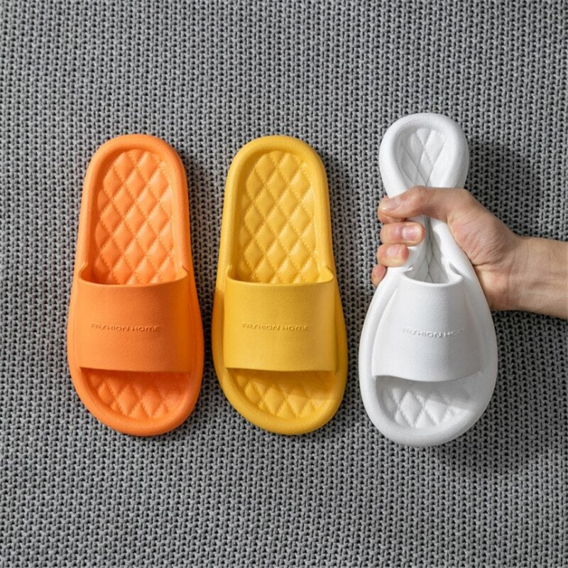 JIANBUDAN Comfortable Soft Indoor Slippers Women Non-slip Bathroom Home shoes Flat EVA Lovers Slides Women&