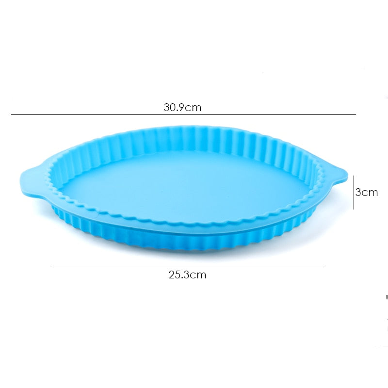 10 Inch Pizza Round Wave Edge Silicone Baking Pans Handmade Cookie Bread Loaf Pizza Pie Toast Tray Thin Cake Mold Kitchen Tools