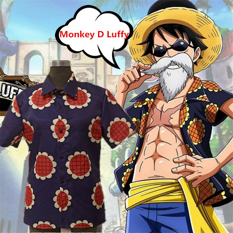Anime ONE PIECE Monkey D Luffy Cosplay Costumes Sunflower Shirt Top Halloween Limited