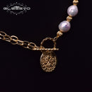 GLSEEVO Handmade Fresh Water Pearls 2 Layer Chains Asymmetry Pendant Necklace For Women Girls Bohemia Jewellery For Party GN0196