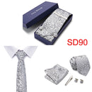 Gift Box 38 styles Tie Set Hanky Cufflinks With Gift Box Jacquard Woven Neckties Set For Men Wedding Party Lots of  accessories