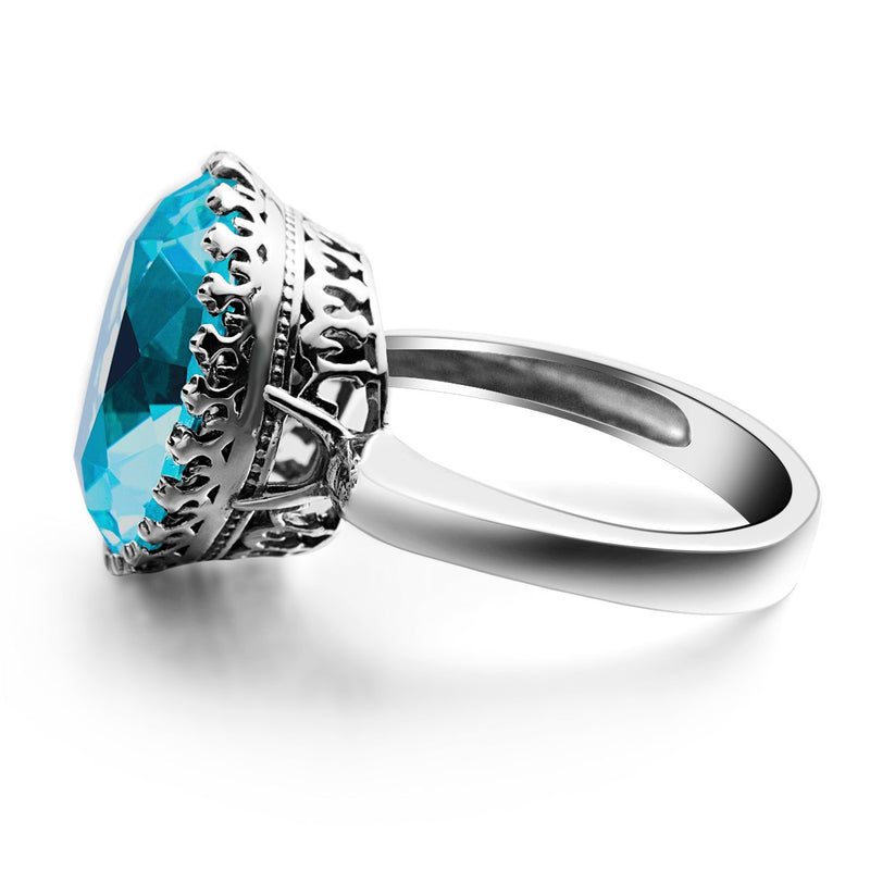 Szjinao Vintage 100% 925 Sterling Silber 15 Karat Rund Aquamarin Ring Für Damen Handgefertigter Feiner Schmuck Mit Berühmter Marke 2021