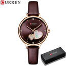 CURREN Watches Women Fashion Leather Quartz Wristwatch Charming Rhinestone Female Clock Zegarki Damskie
