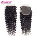 Sweetie Brazilian Deep Wave Bundles With Frontal Closure 100% Human Hair Weave 3 Or 4 Bundles with Ear To Ear Frontal Non-Remy