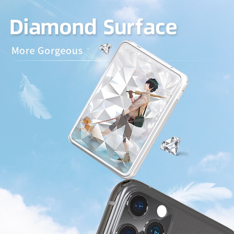 Slim Power Bank 5000mAH Cargador móvil Cartoon Powerbank Diamond Surface 5000 Power Bank Lovely para Iphone12 Samsung