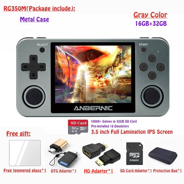 Full View 3.5" IPS Screen Linux OS RG350M Retro Game Console Metal Shell PS1 Arcade Emulator RG350 Gaming Player HDMI-Compatible