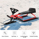 Kids Snow Racer Sled w/ Steering Wheel &amp; Double Brakes Pull Rope Iron Outdoor
